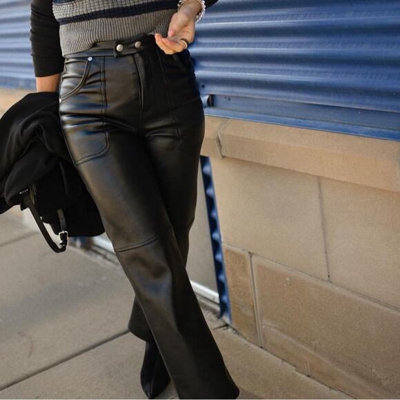 BLANK NYC REVOLVE Straight Leg Vegan Leather The Baxter Pants - Picture 1 of 11